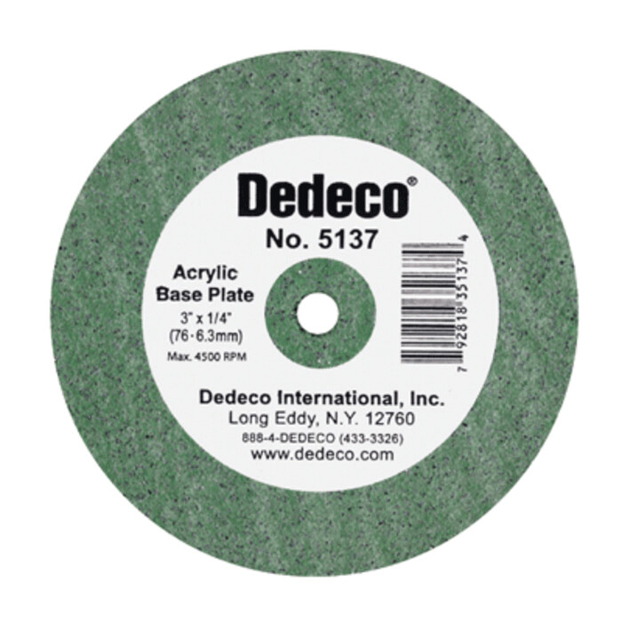 Base Plate Lathe Wheel, Acrylic, 3" x 3/8", Green, 1/Pk