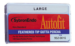 Autofit Feathered Tip Gutta-Percha Points, Hand-Rolled, Non-Standard, Large, 100/Pk, 952-0016