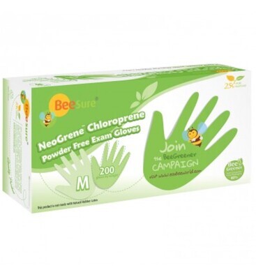 NeoGrene Chloroprene Exam Gloves, Powder-Free, Small, Green, 200/Box