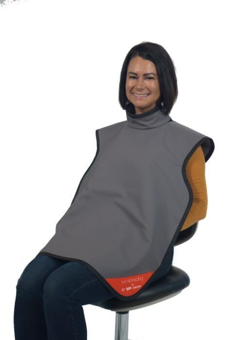 Lead Adult Apron, with Collar, Tangerine, 1/Pk, XR712