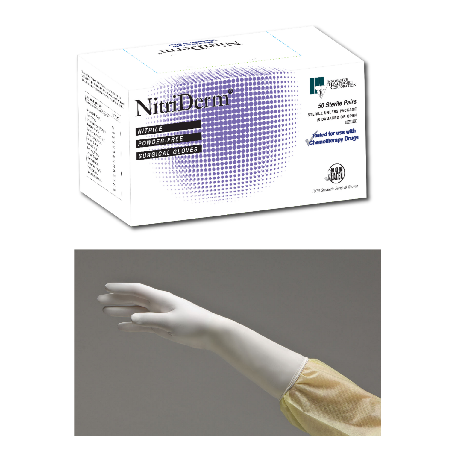 Nitriderm Nitrile Sterile Surgical Gloves 50pr/Bx Size 8.0, 135280