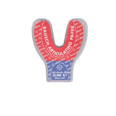 Arti-Check Micro-Thin Articulating Paper, Horseshoe, 40 microns, Blue/Red, 150/Pk, BK81