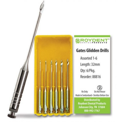 Stainless-Steel Gates Glidden Drills, RA, 32 mm, # 4, Standard, 6/Pk