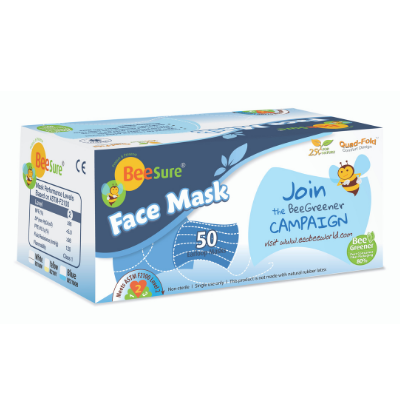 BeeSure Earloop Masks Blue 50/Bx Case Pack 8/Cs