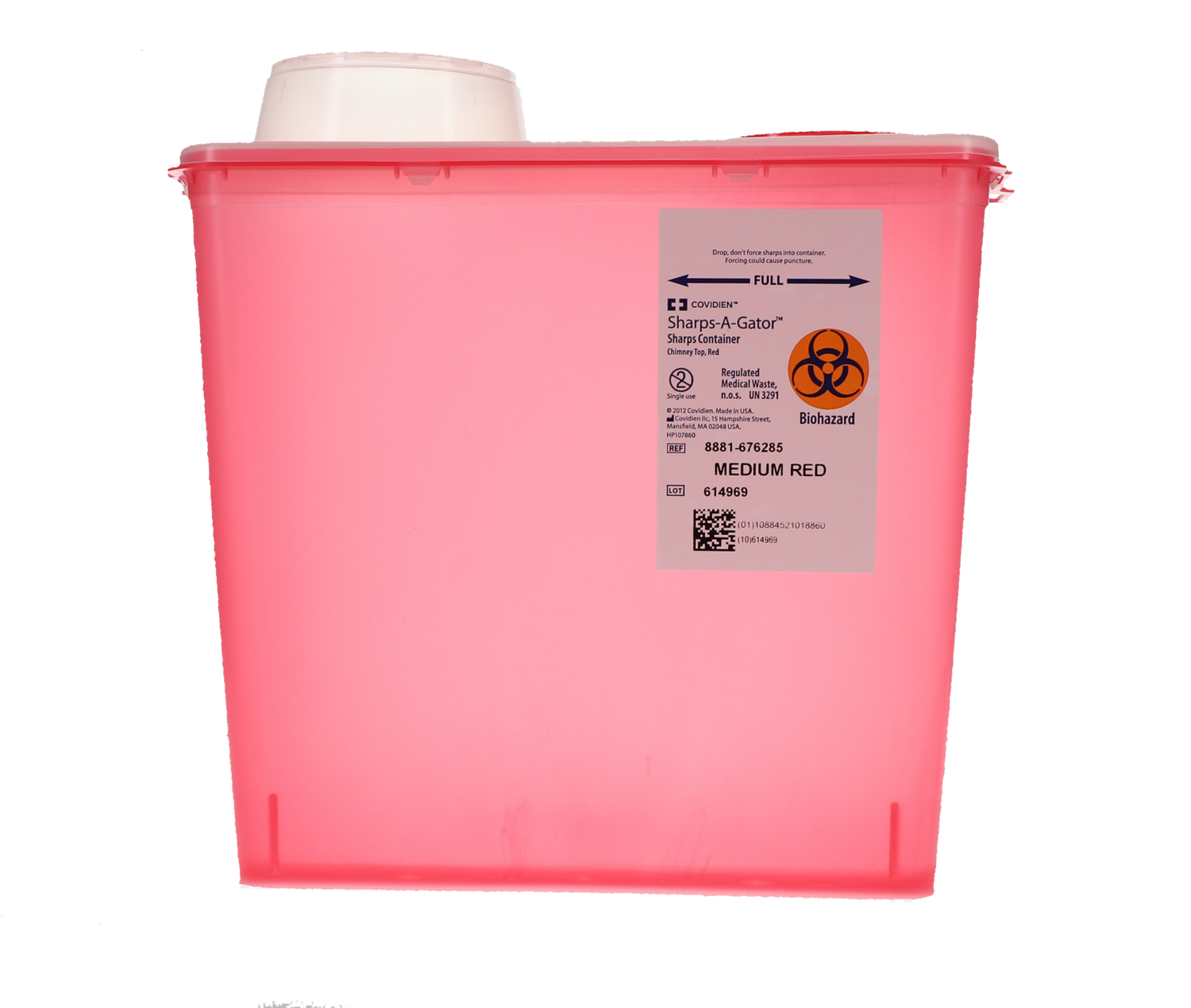 Monoject Sharps Container, with Chimney Top, 8 Qt, Medium, Red, 1/Ca, 676285