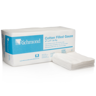 Cotton-Filled Exodontia Sponges, 8-Ply, 4" x 4", 2000/Pk