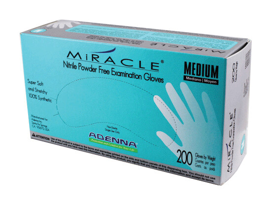 Adenna Miracle Nitrile Exam Gloves, Powder-Free, Large, 200/Box, MIR166