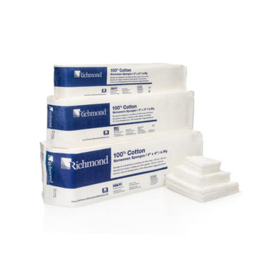 100% Cotton Non-Woven Sponges, 4-Ply, 3" x 3", 4000/Pk