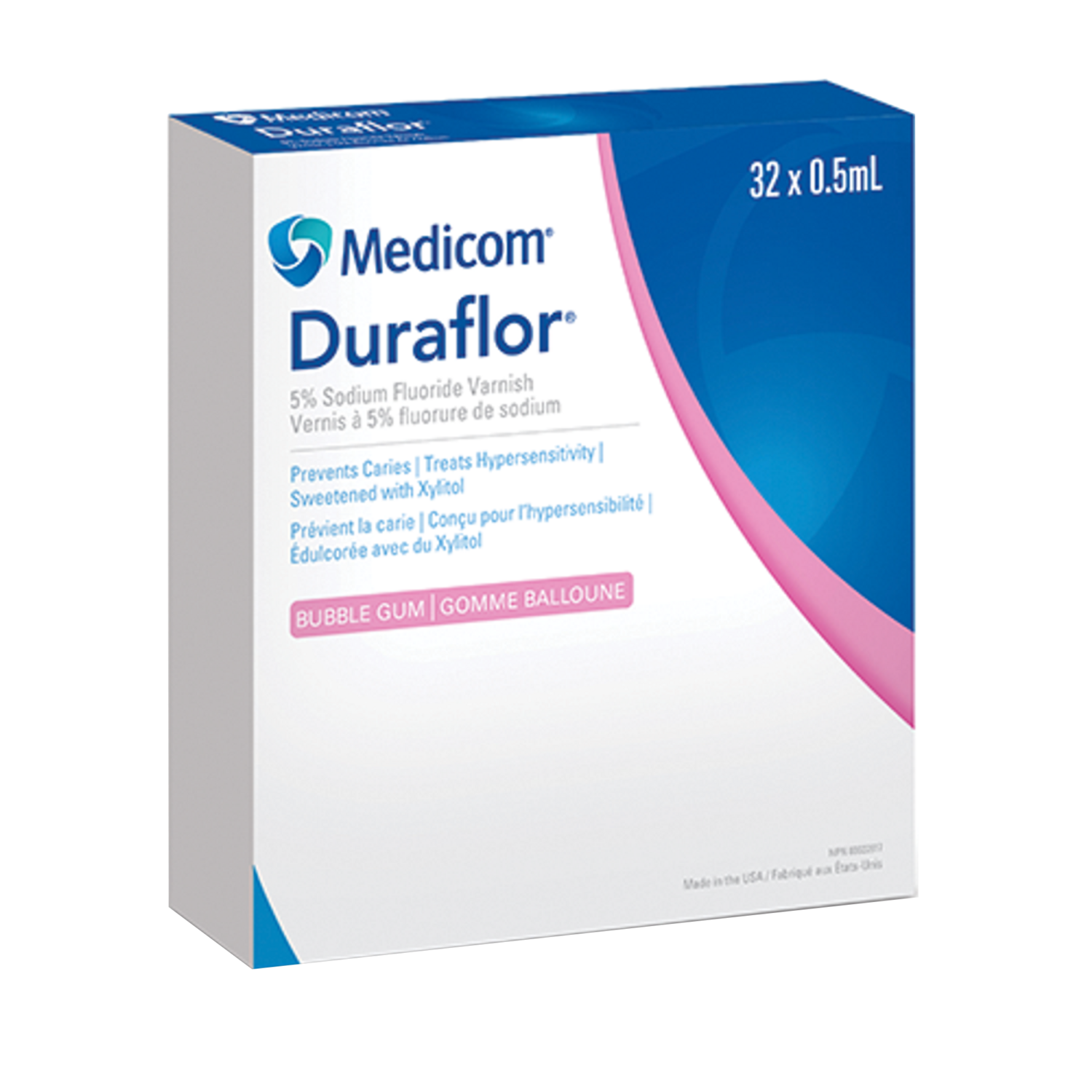 Duraflor 5% Sodium Fluoride Varnish, Unit Dose, 0.5 ml, Bubble Gum, 32/Pk