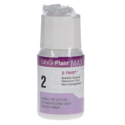 Gingi-Plain Max Z-Twist Weave Retraction Cords, Non-impregnated, # 2, Medium, 1/Pk