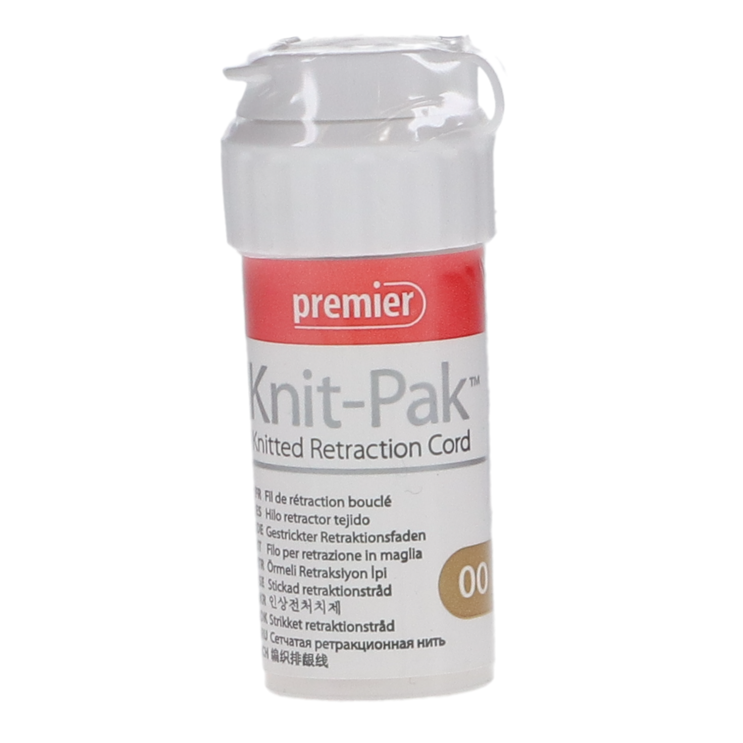 Knit-Pak Knitted Retraction Cord, Plain, # 00, 100", Brown, 1/Pk, 9007552
