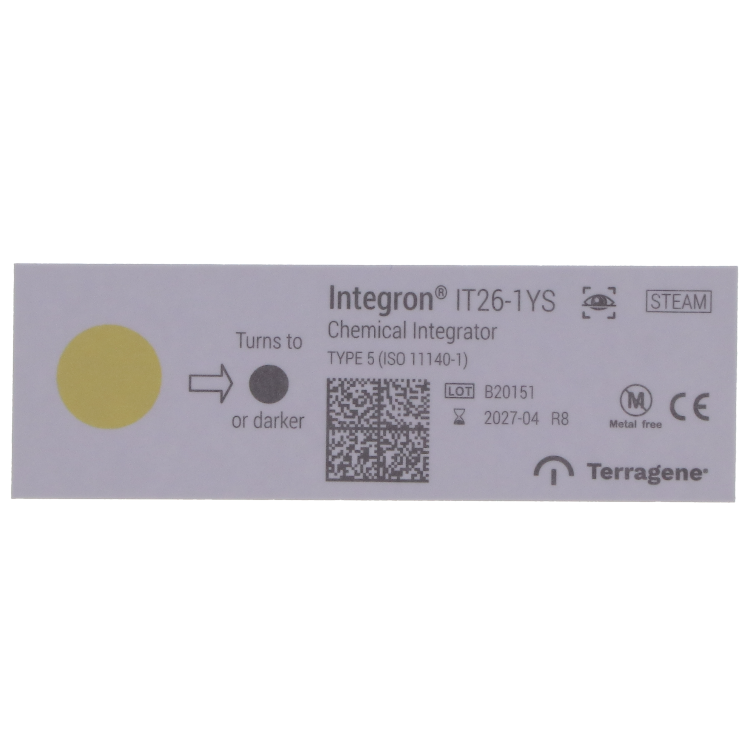 Class 5 Chemical Steam Integrators, 200/Pack, IT26-1YS
