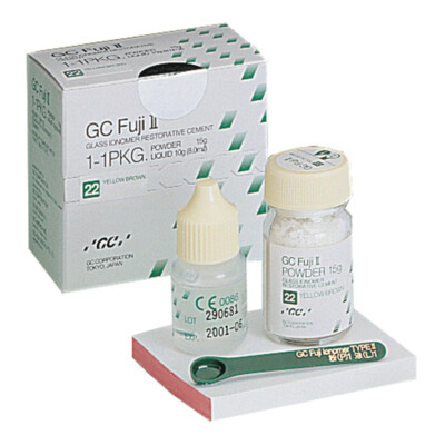 Fuji II Glass Ionomer Restorative, Self-Cure, Capsules Refill, # 22, 0.1 ml, Yellow Brown, 50/Pk