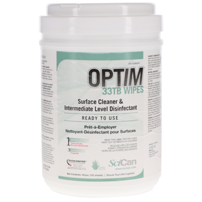 Optim 33TB, Disinfectant Wipes, Aloe Scent, 160/Pk, SCI33W12-ALOE