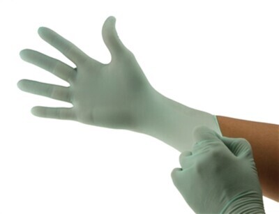 BeeSure Latex Powder-Free Exam Gloves, Medium, Green, Citrus-Mint Scent, 100/Box