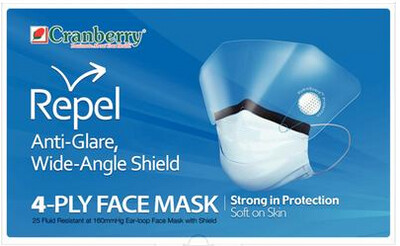 Repel 4-Ply Premium Face Mask, with Shield, Silver, 25/Pk, R2980SI