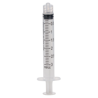 Disposable Luer Lock Syringes, Plastic, 3 cc, 100/Pk, LL03