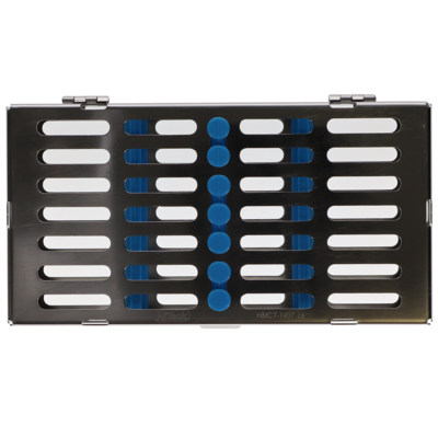 Sterilization Cassette for 7 Instruments - 180x90x22, W/O Lock, Blue Silicone, Non Detatchable, HMCT-1407J