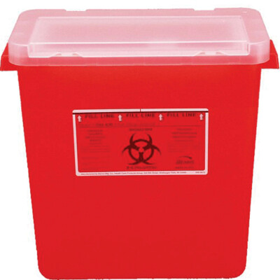 Monoject Sharps Container, with Hinged Rotor Lid, 8 Gal, Large, Red, 1/Ca, 8980