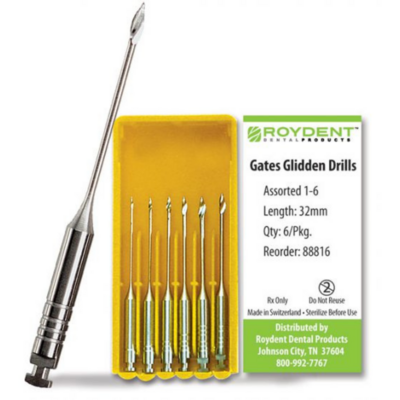 Stainless-Steel Gates Glidden Drills, RA, 28 mm, # 4, Short, 6/Pk, 888S4
