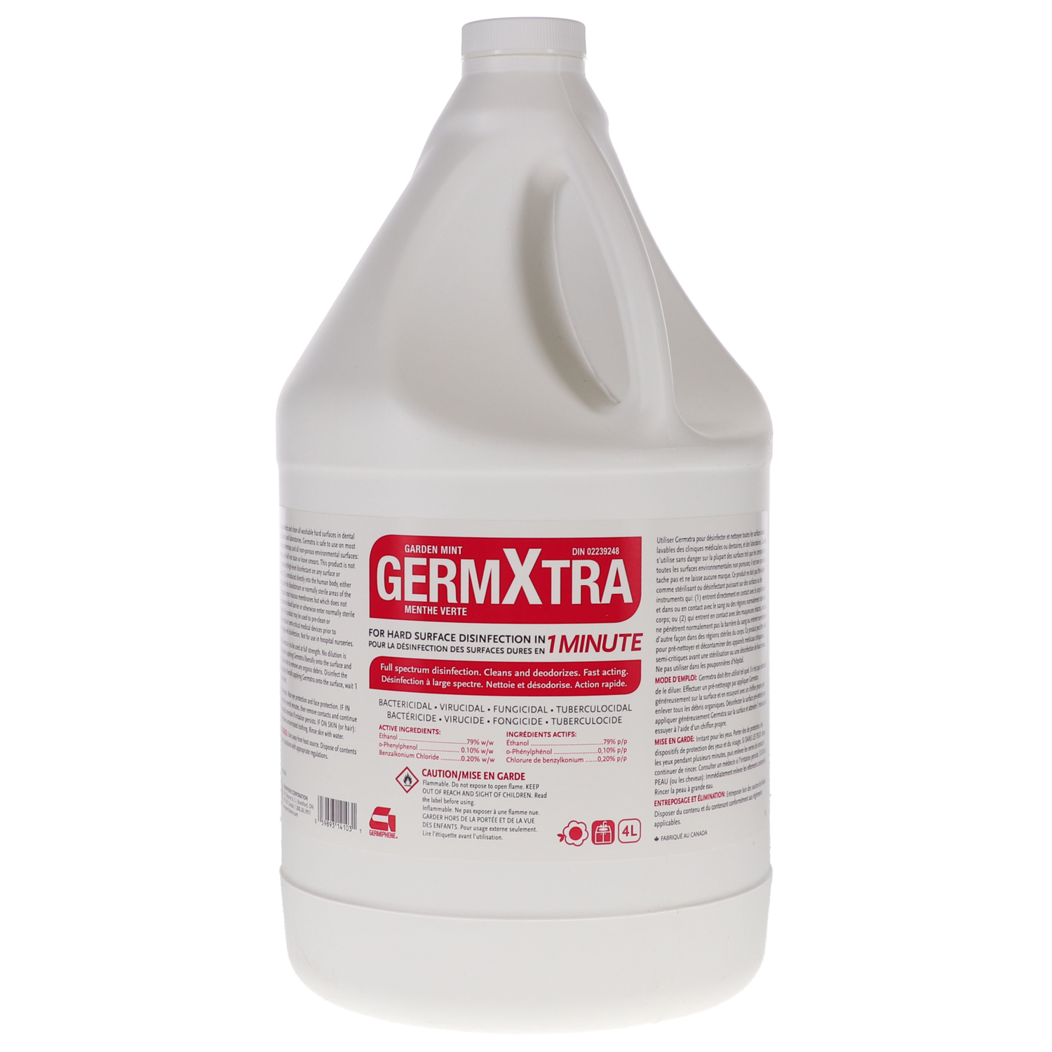 GermXtra Hard Surface Disinfectant, Broad Spectrum, 4 L, Garden Mint, 1/Pk, GMXX-L