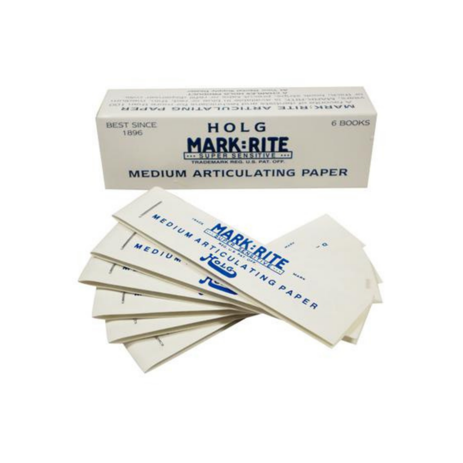 Holg Mark Rite Articulating Paper Strips, Medium, Blue, 6/Pk, BMD