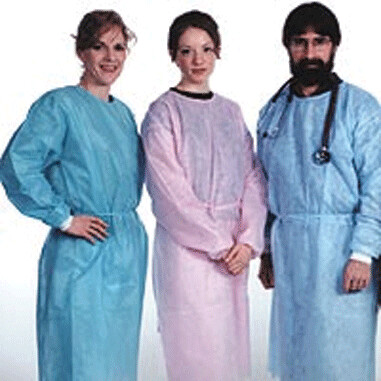 Isolation Gowns with Elastic Cuffs, Green, 10/Pk, 3230G