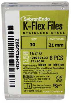 K-Flex Stainless Steel File, 21 mm, # 30, Blue, 6/Pk, 15310