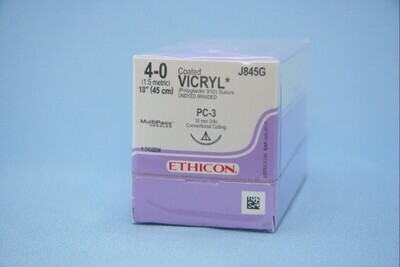 4-0 Coated Vicryl Sutures with PC-3 Needle, 12/Pk, J845G
