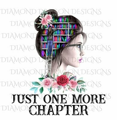 Books - Just One More Chapter, Lady Library, Pink Floral, Waterslide