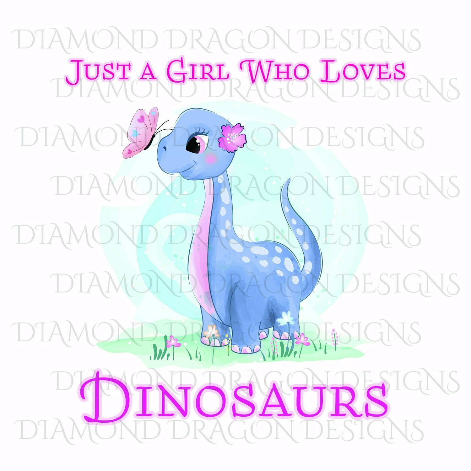 Kids - Cute Girl Dinosaur, Purple, Baby Dinosaur, Just a Girl Who Loves Dinosaurs, Waterslide