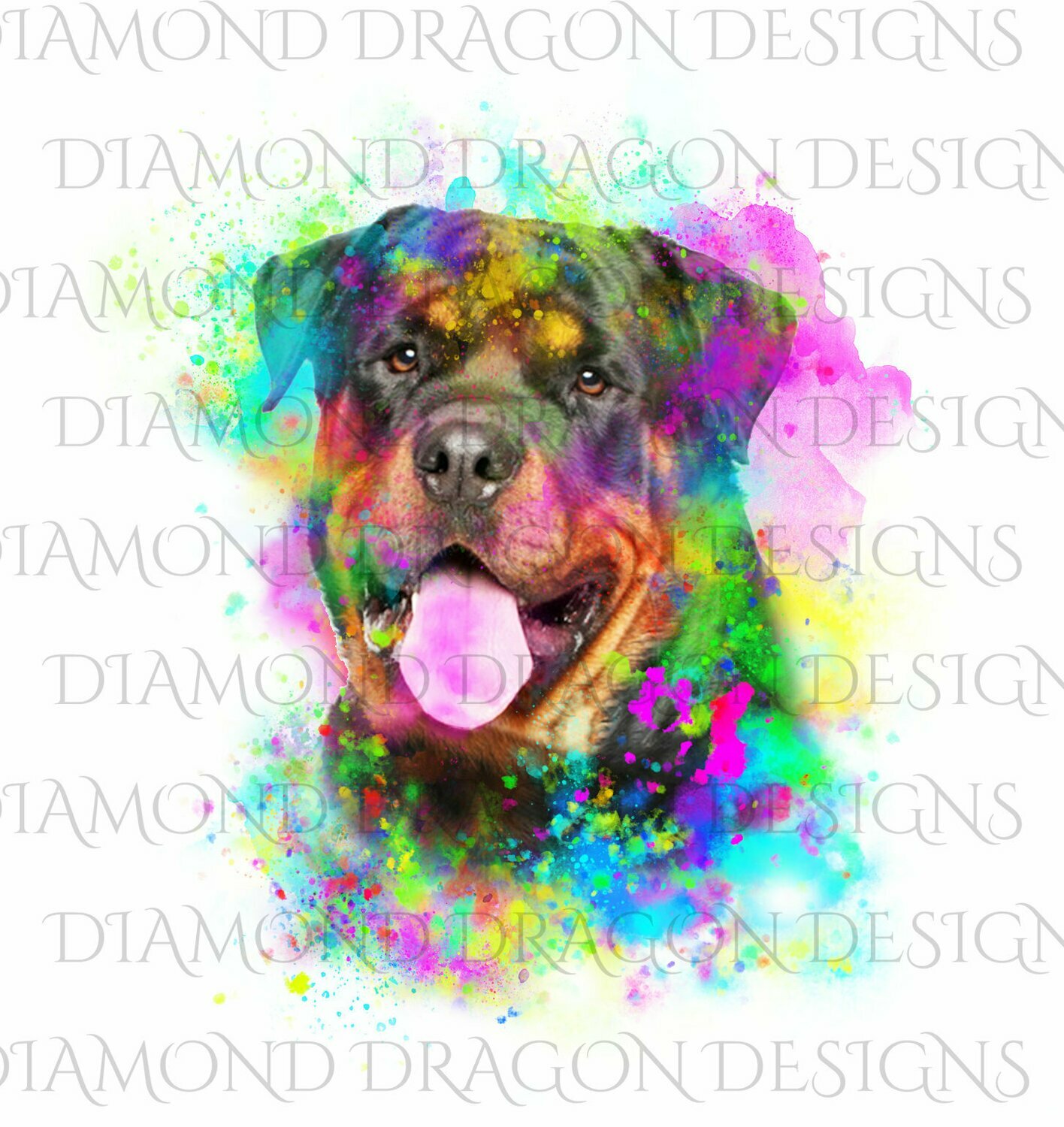 Dogs - Watercolor Rottweiler, Rainbow Rottweiler, Watercolor dog, Waterslide