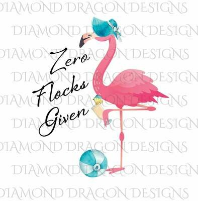 Birds - Flamingo, Summer, Beachy Flamingo, Flamingo in Hat, Zero Flocks Given, Waterslide