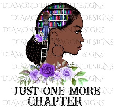 Books - Just One More Chapter, Lady Library, Purple Floral, Waterslide