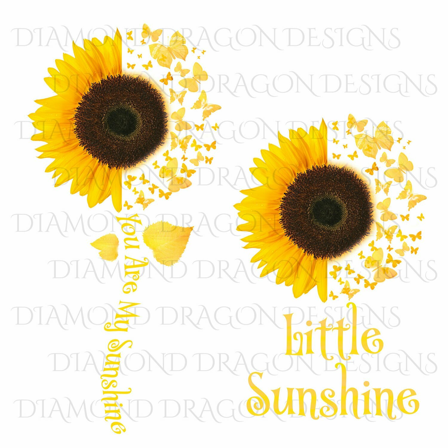 Sunflower - Mommy & Me Set, You are My Sunshine, Little Sunshine, Half Sunflower, Butterflies, Digital Image