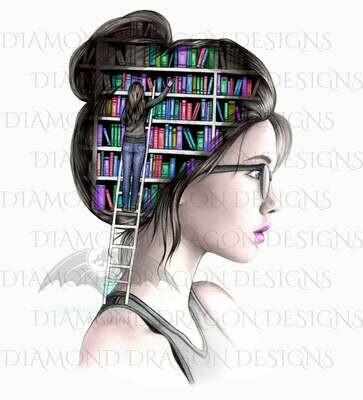 Books - Lady Library, Book Girl, Book Lover, Pastel, Digital Image