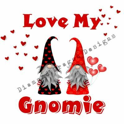 Gnomes - Valentines Gnomes, Love My Gnomie, Valentines Day, Friends, Best Friends, Quote, 2 Gnomes, Digital Image