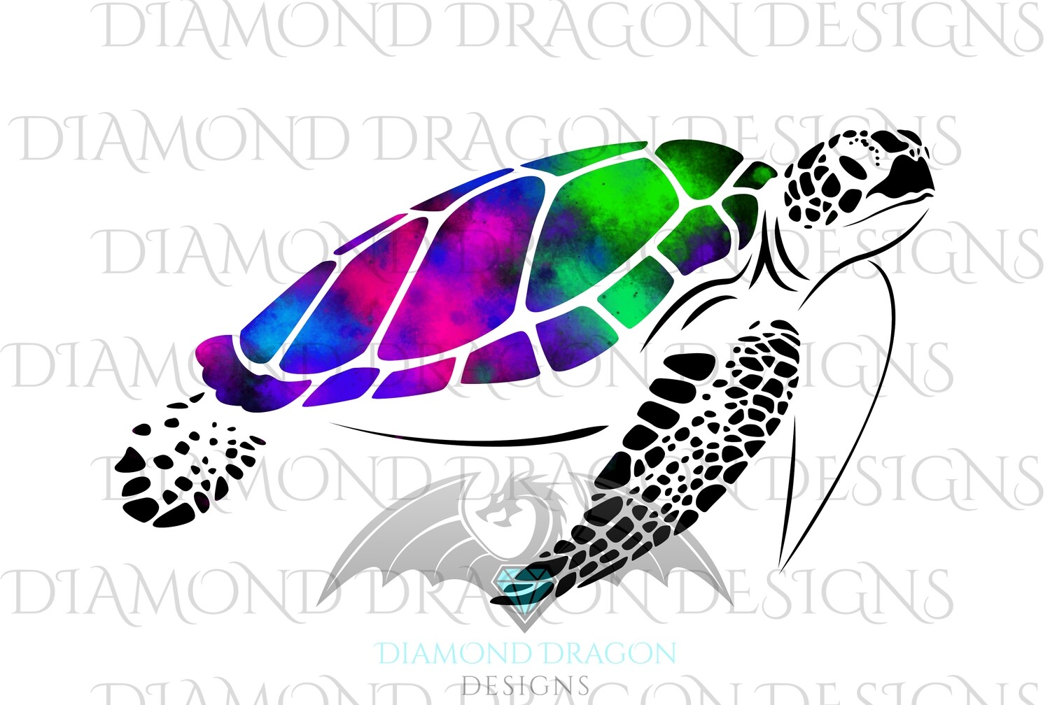 Turtles - Sea Turtle, Galaxy Sea Turtle, Rainbow Sea Turtle, Watercolor Sea Turtle, Digital Image