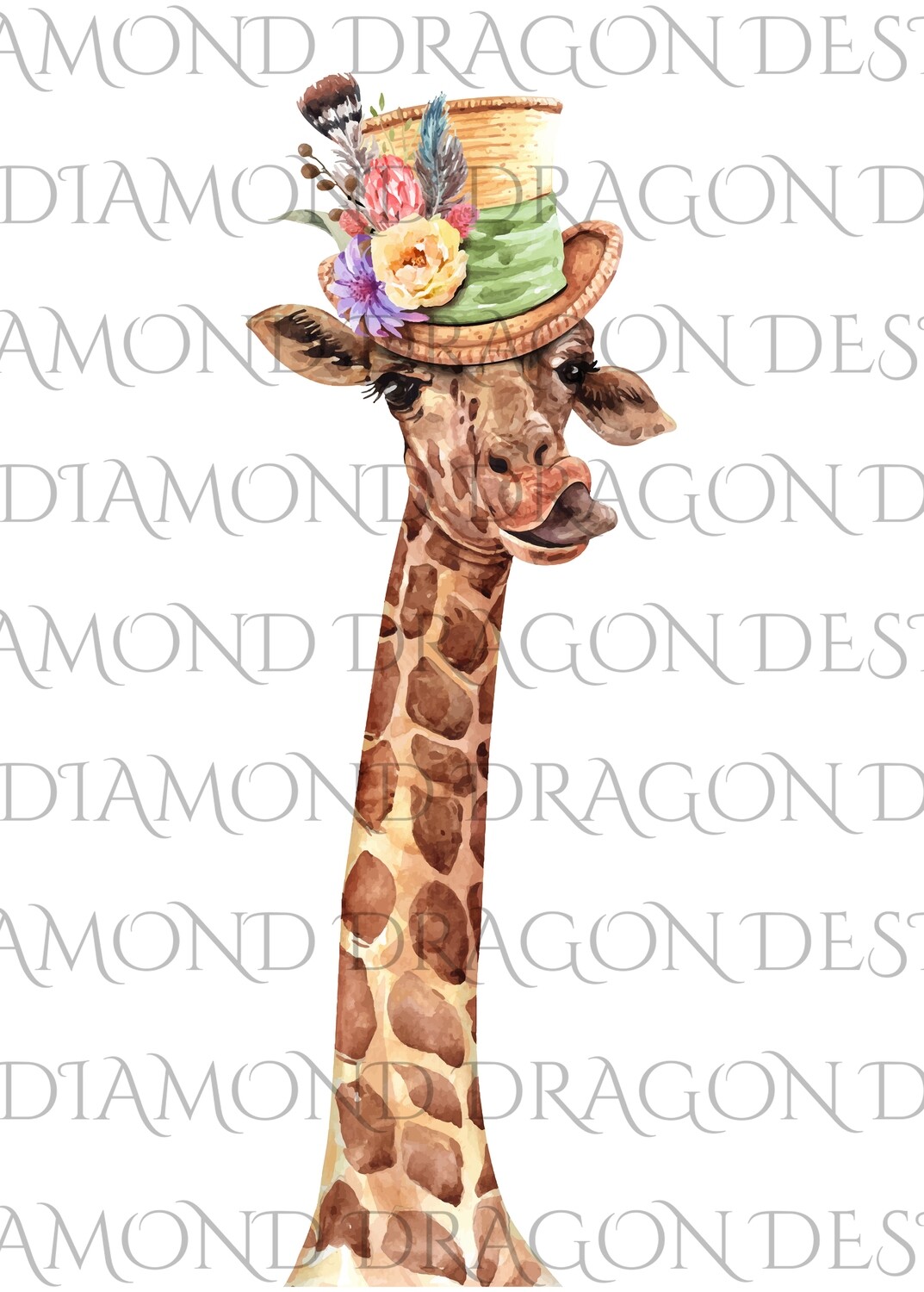 Giraffe - Top Hat Floral Giraffe