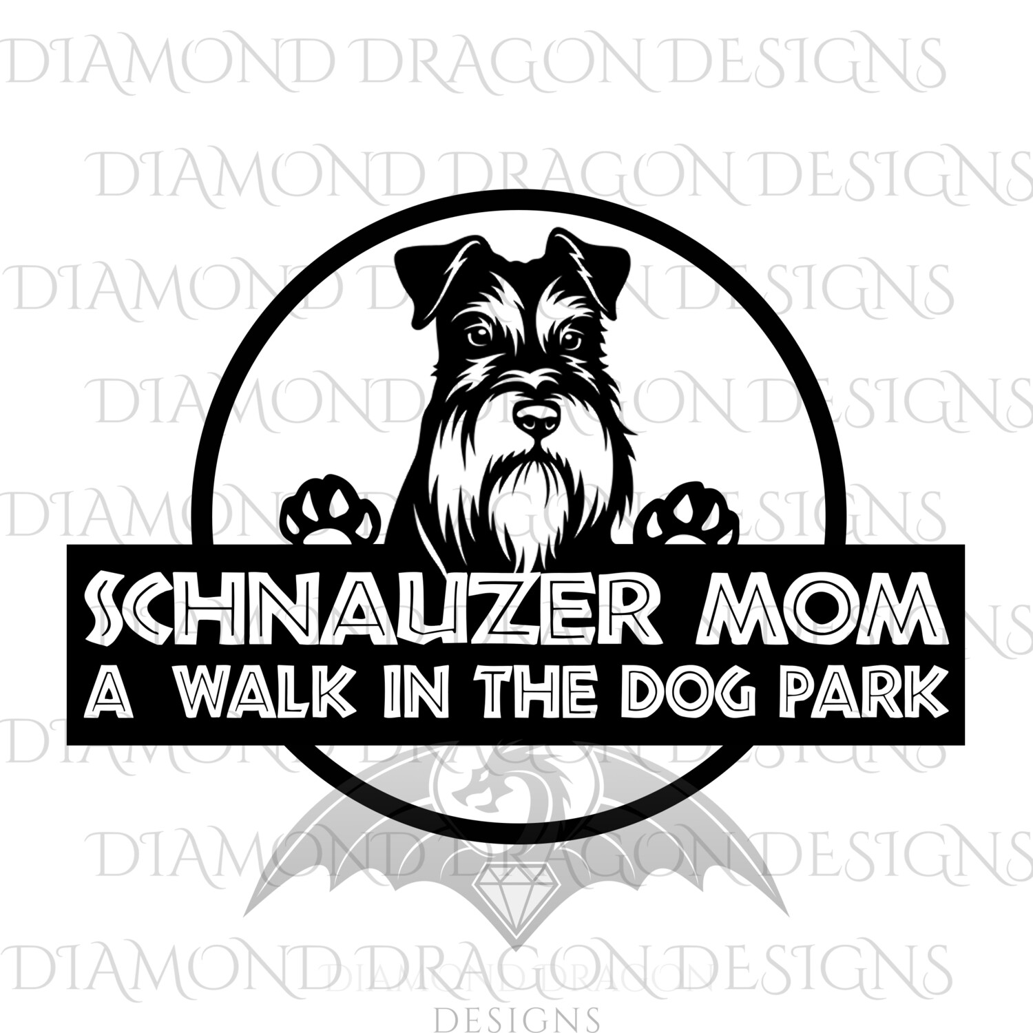 Dogs - Dog Mom, Schnauzer, A Walk in the Dog Park, Logo, Schnauzer Mom, Waterslide