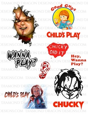 Halloween - Child's Play Movie, Chucky, Full Page, Waterslides
