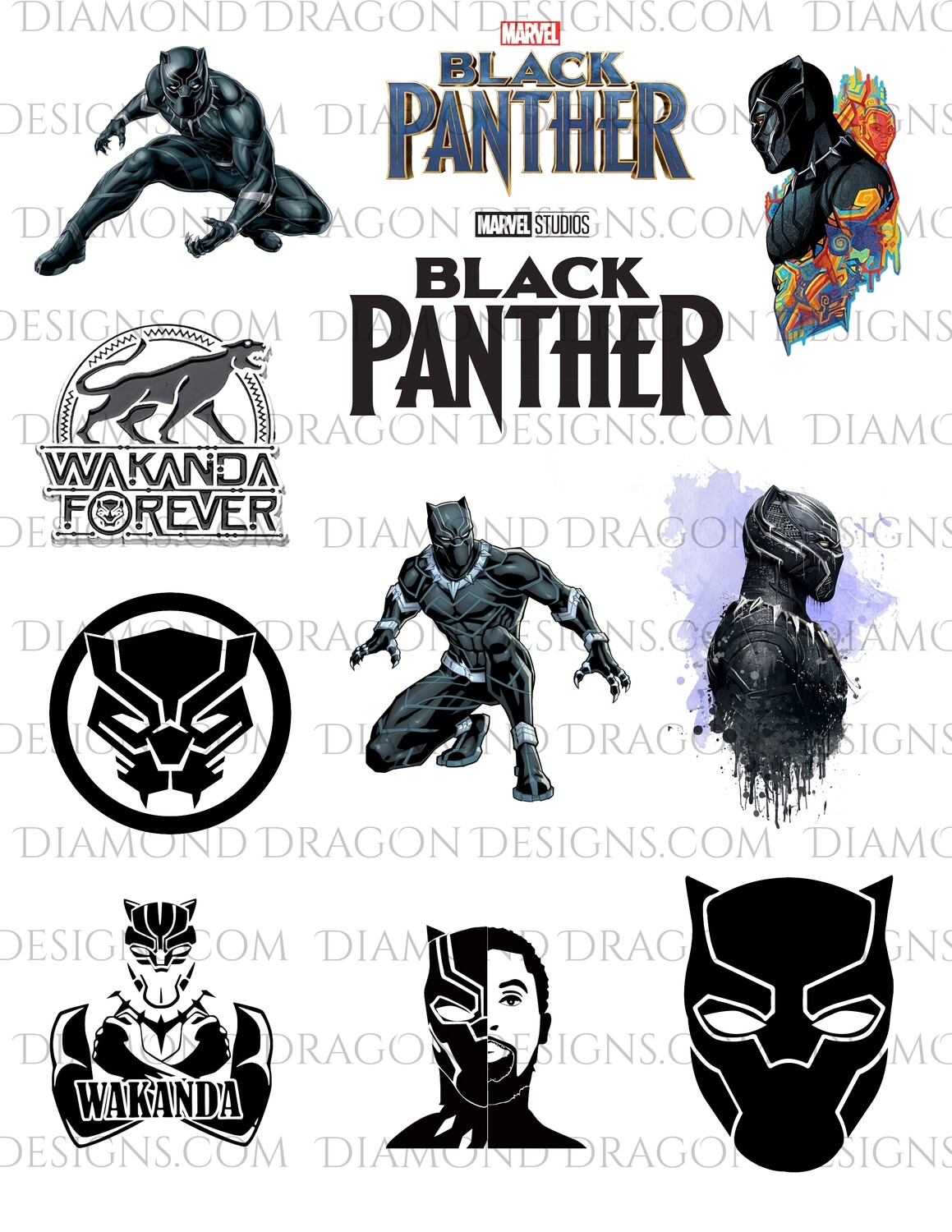 Movies - Black Panther Movie Inspired, Chadwick Boseman, Collage, Full Page, 1 Digital Image