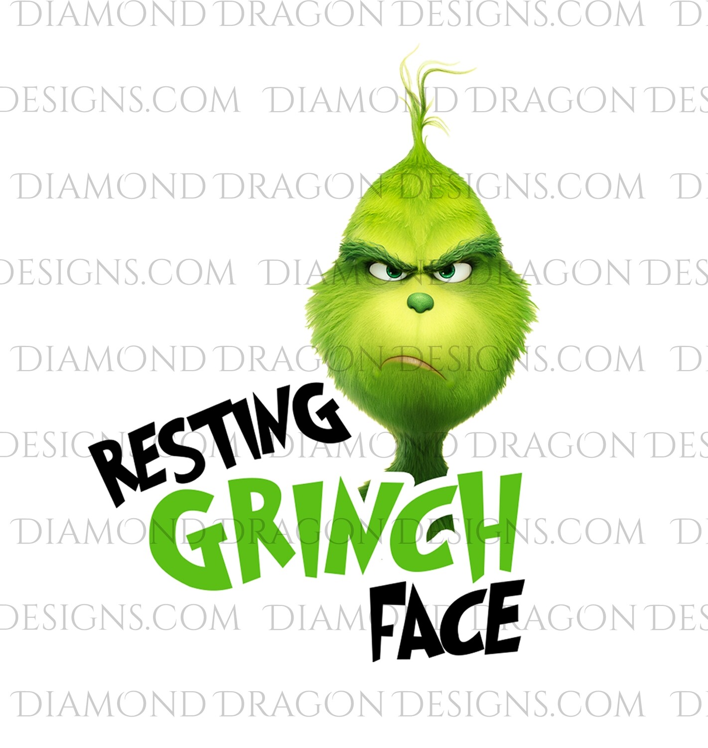 Christmas - Resting Grinch Face, Inspired, Digital Image