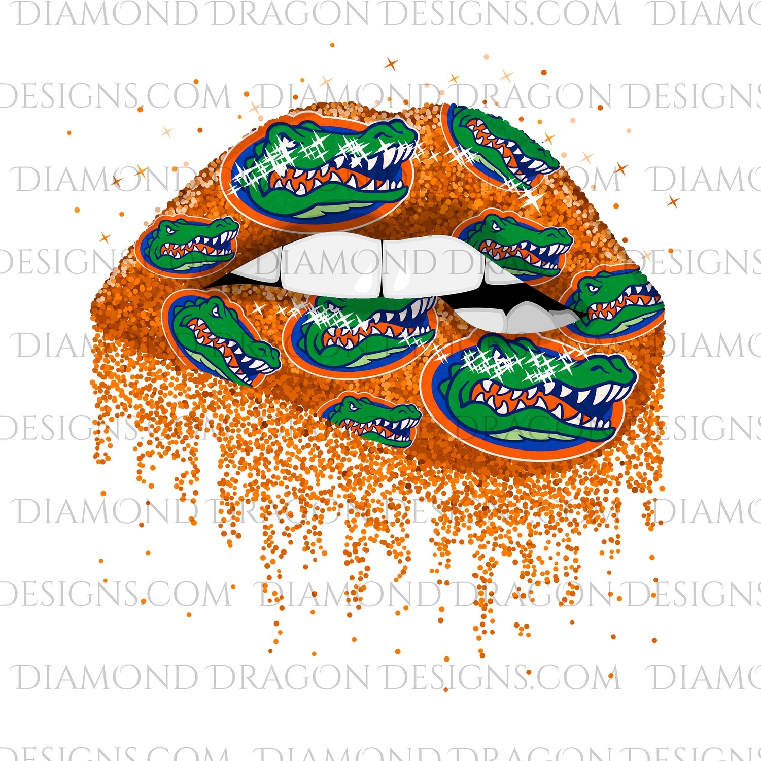Sports - Glitter Lips, Orange, FL Gators, Digital Image