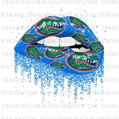Sports - Glitter Lips, Blue, FL Gators, Digital Image