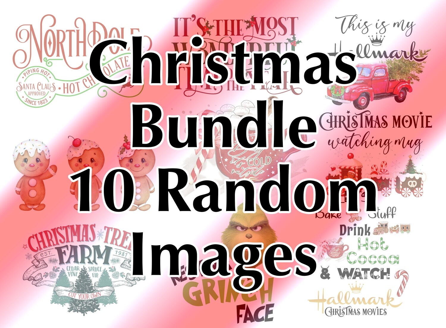 Bundle - 10 Christmas Random, Laser Printed Images, Discount Bundle