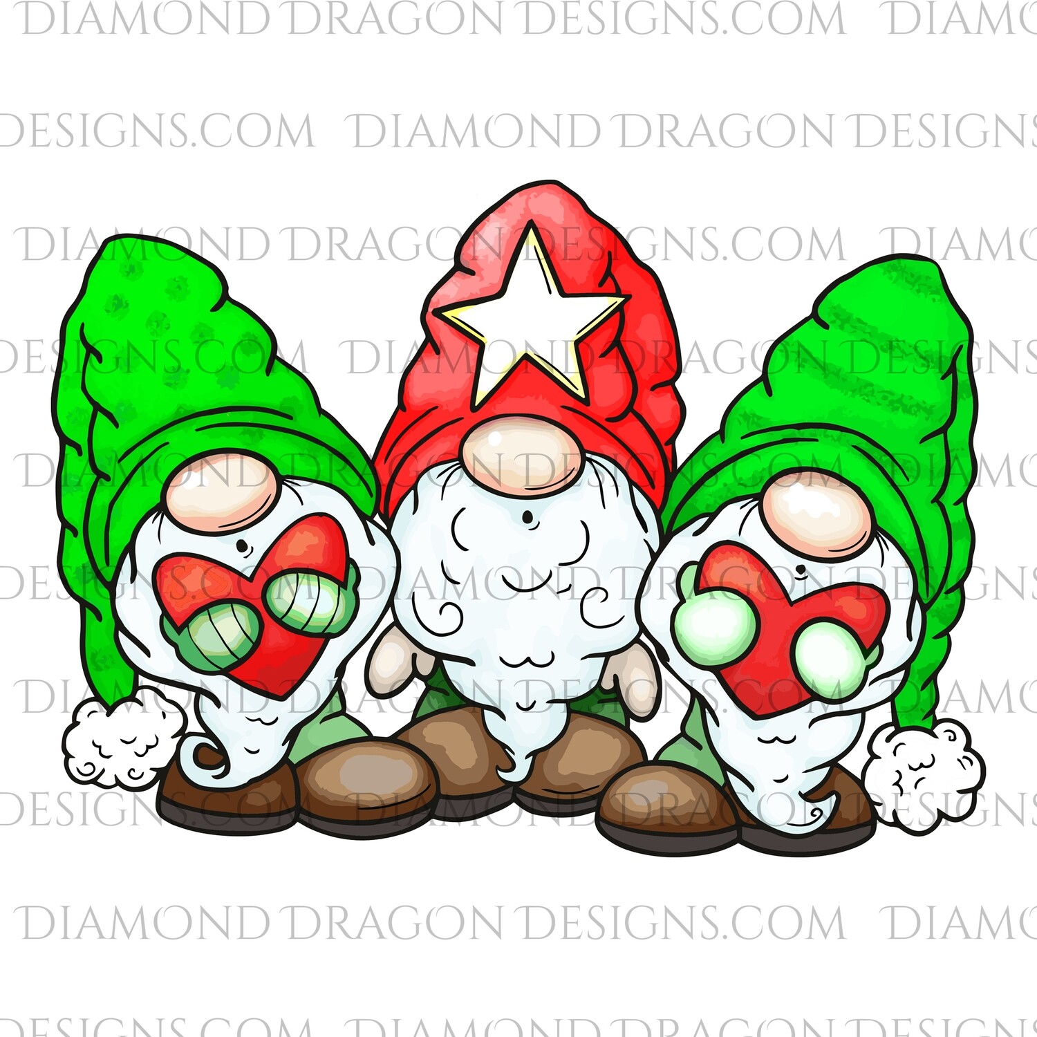 Gnomes - Christmas Gnomes, 3 Gnomes, Digital Image