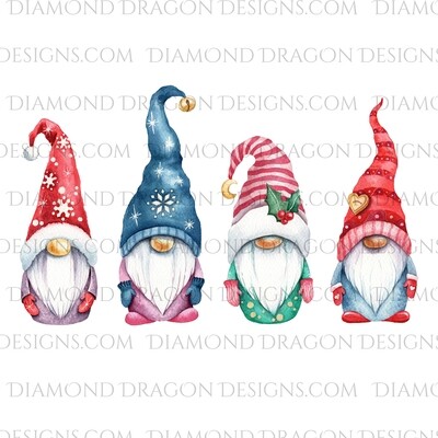 Christmas - 4 Cute Christmas Gnomes, Waterslide