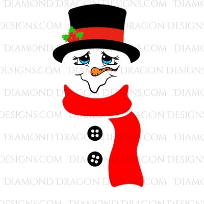 Christmas -  Snowman, Scarf and Buttons, Digital Image