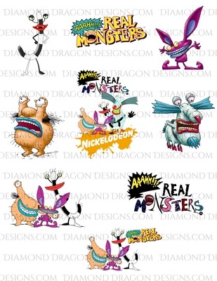 TV Shows - 90s Cartoons, AAHHH Real Monsters, 10 PNGs, Digital Image